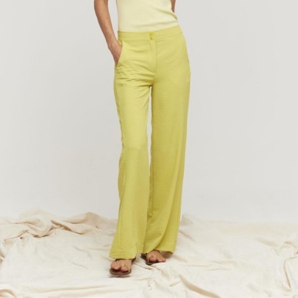 Aldo Martins Chartreuse Wide Leg Pants Size S - Picture 1 of 7